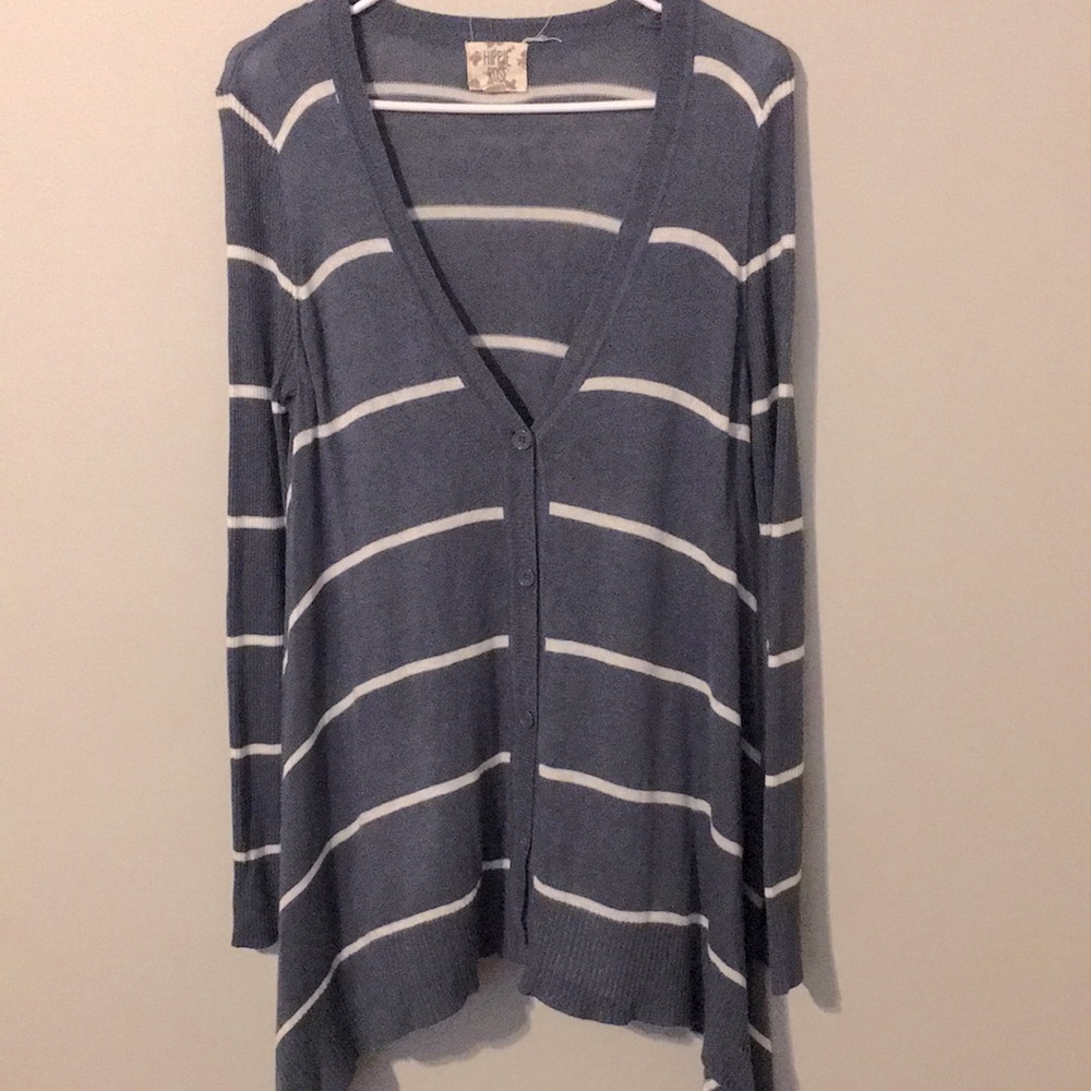 Blue striped cardigan